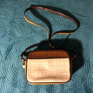 JCrew Leather Animal Print Crossbody Bag